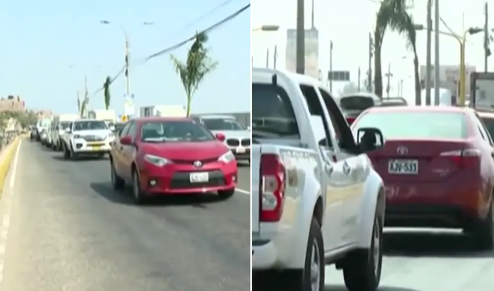 Se registra tráfico en horas de la mañana en la avenida Morales Duarez. Foto: composición LR / captura Canal N
