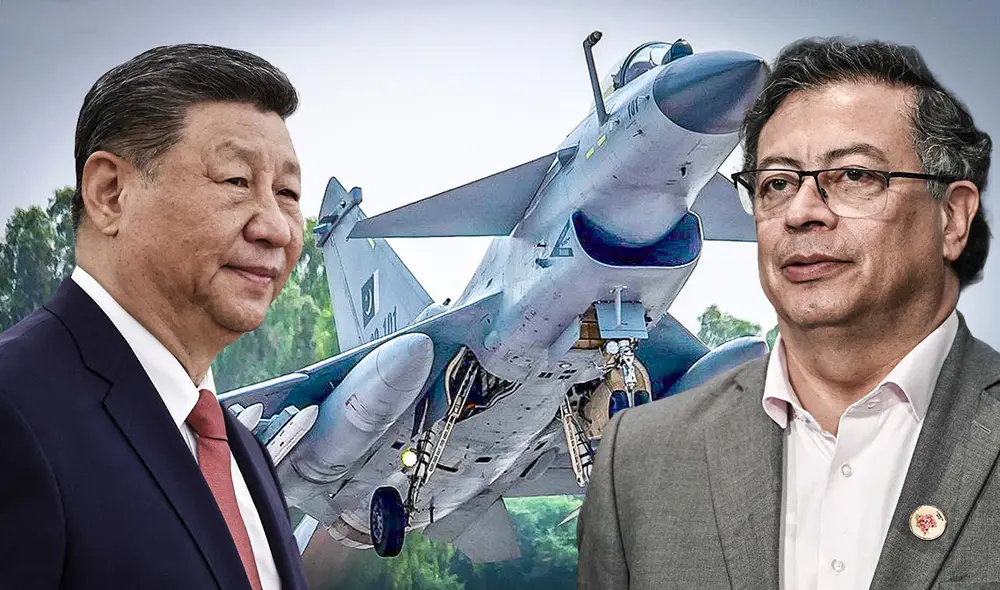 El presidente Gustavo Petro recibió de China una propuesta para adquirir hasta 24 aviones de combate J-10CE, en el contexto de tensiones geopolíticas con Estados Unidos. Foto: composición LR/AFP El presidente Gustavo Petro recibió de China una propuesta para adquirir hasta 24 aviones de combate J-10CE, en el contexto de tensiones geopolíticas con Estados Unidos. Foto: composición LR/AFP