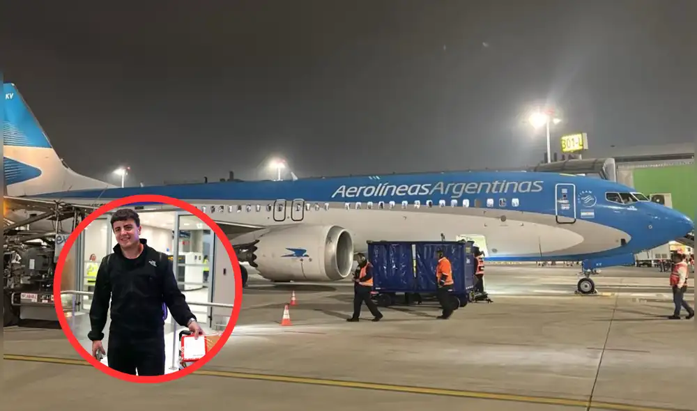 El primer vuelo de la aerolínea Argentinas llega al Aeropuerto Jorge Chávez Foto: Energiminas / Composición LR