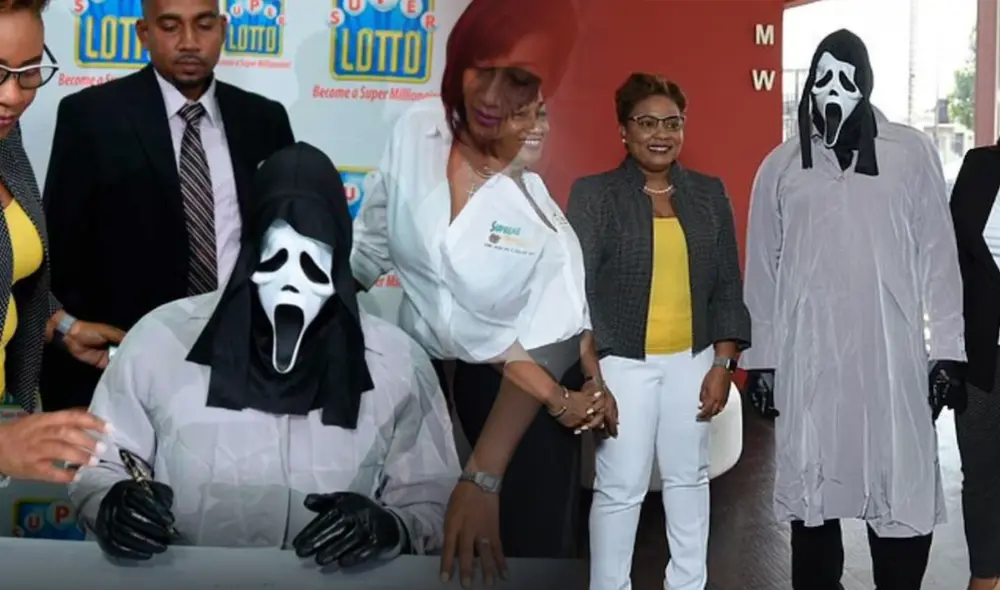 Se presentó con una máscara de Ghostface ante encargados de lotería. Foto: composición LR/ Twitter Supreme Ventures Ltd