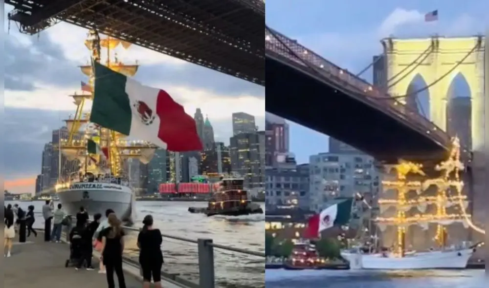 Durante su llegada a Nueva York, el buque mexicano realizaba maniobras.