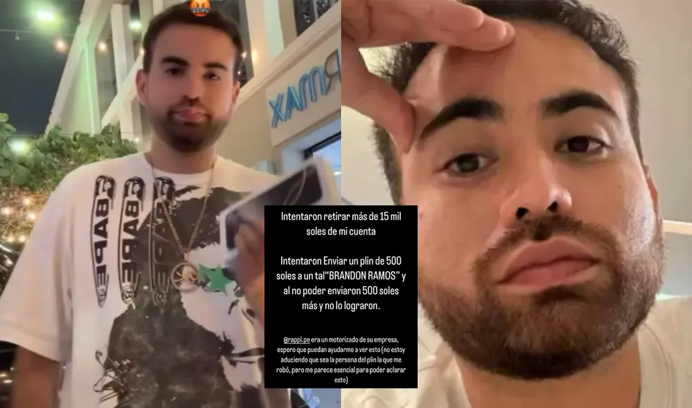 César BK denuncia intento de robo de S/ 15 mil tras hurto de su celular vinculado a repartidor de delivery. Foto: Composición LR/captura de pantalla/Instagram