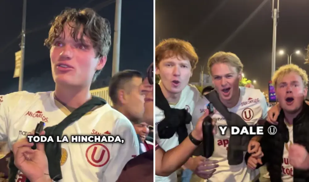Los cuatro amigos daneses revelaron que nunca habían visto una hinchada tan eufórica en todo Sudamérica. Foto: composición LR/TikTok/@angeloakiraa Los cuatro amigos daneses revelaron que nunca habían visto una hinchada tan eufórica en todo Sudamérica. Foto: composición LR/TikTok/@angeloakiraa