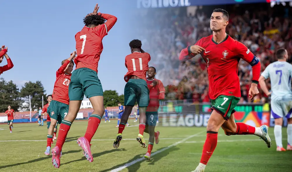 El hijo de Cristiano Ronaldo le hizo un homenaje a su padre en su primer gol con Portugal. Foto: Cabine Sport El hijo de Cristiano Ronaldo le hizo un homenaje a su padre en su primer gol con Portugal. Foto: Cabine Sport