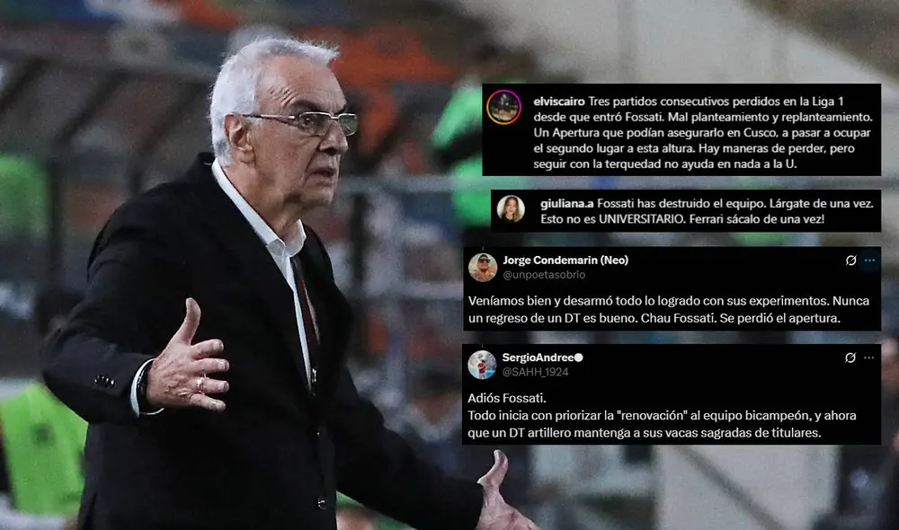En el 2025, Jorge Fossati dirigió a Universitario en 6 partidos entre Copa Libertadores y Liga 1, donde ganó 2, empató 1 y perdió 3.