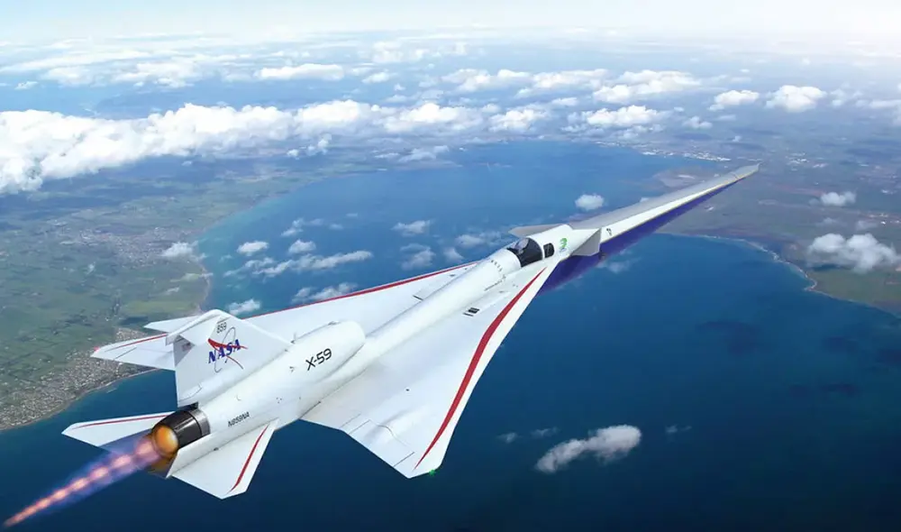 El avión supersónico X-59 está diseñado para volar a 1,4 veces la velocidad del sonido. Foto: NASA