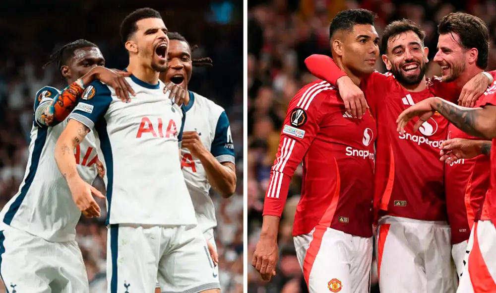 Tottenham y Manchester United se enfrentarán en una final de Europa League por primera vez. Foto: composición de LR/AFP