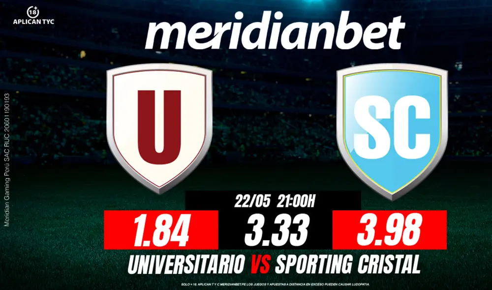 Universitario y Sporting Cristal se enfrentarán el 22 de mayo de 2025 en el Estadio Monumental a las 9:00 PM.