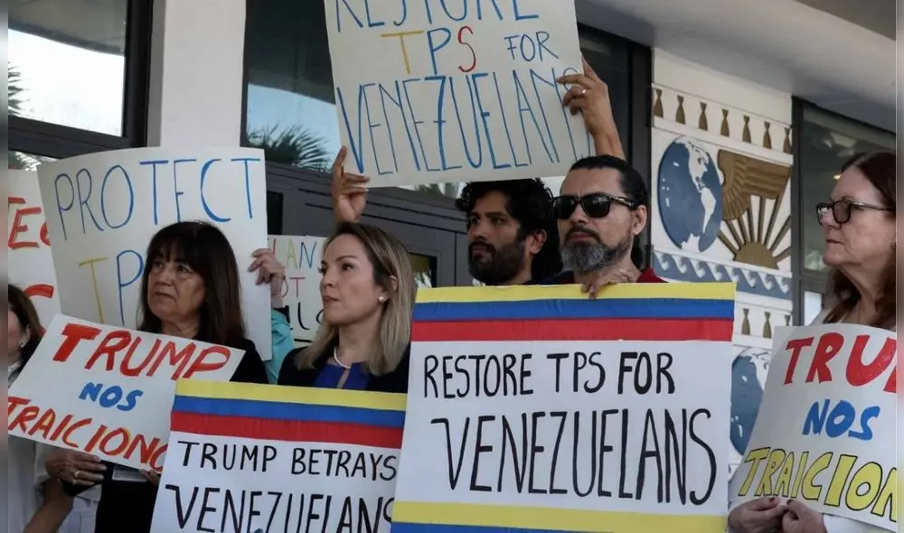 Decenas de venezolanos en EE.UU. se unen en contra de fallo de la Corte Suprema de eliminar el TPS.