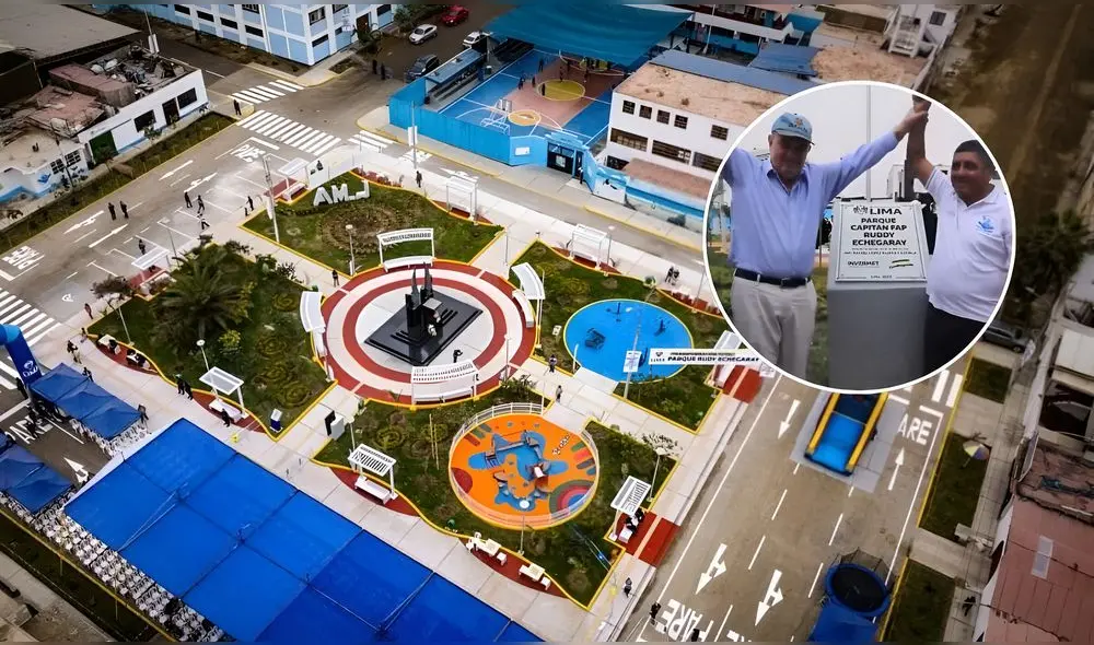 Los alcaldes de Lima y Punta negra develaron la placa del histórico parque renovado. Foto: Composición LR