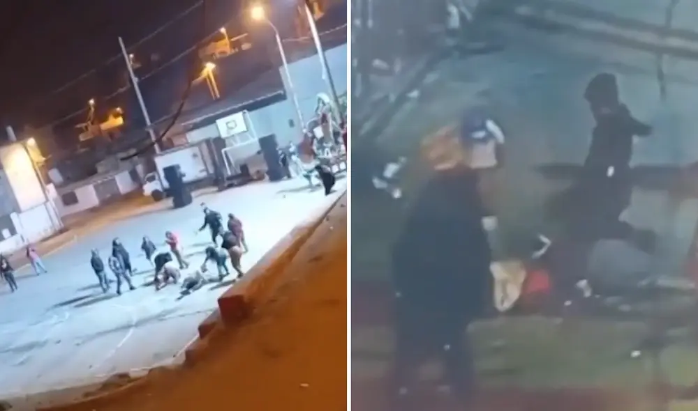 Sujeto es brutalmente golpeado durante fiesta patronal en Puente Piedra. Foto: composición LR / captura América Noticias Sujeto es brutalmente golpeado durante fiesta patronal en Puente Piedra. Foto: composición LR / captura América Noticias