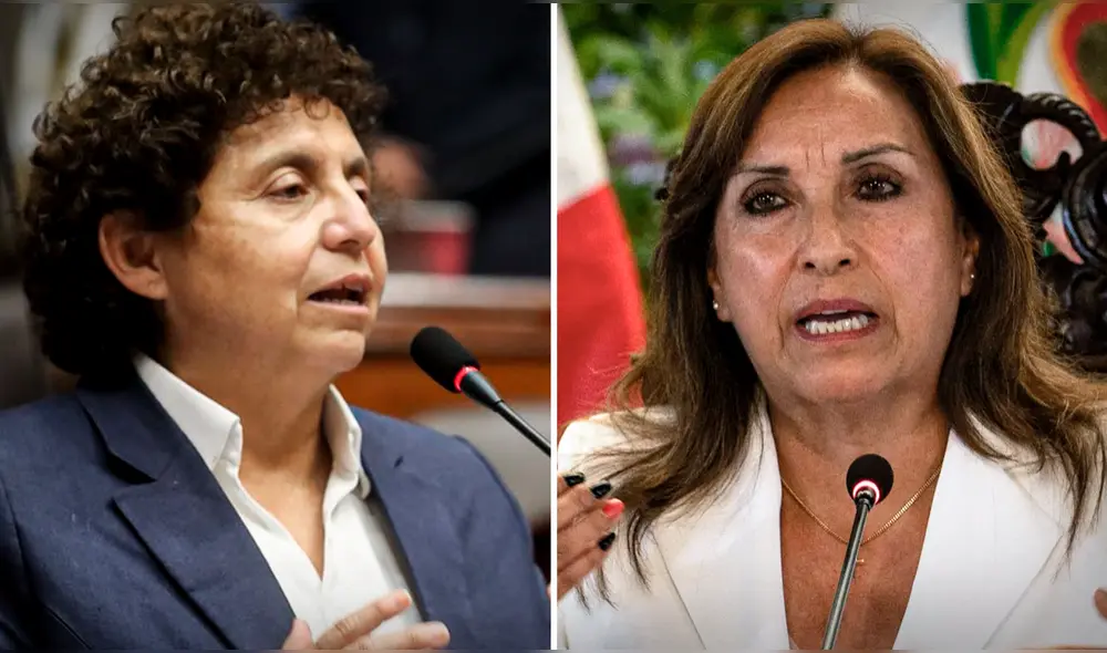 Susel Paredes, durante su intervención en el Pleno del Congreso, criticó los viajes de Dina Boluarte en medio de la crisis de inseguridad en el país.| Composición LR.