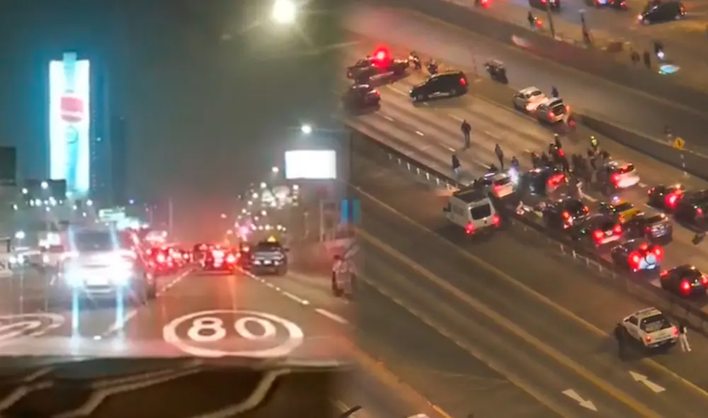 Una usuaria en la Vía Expresa captó el tenso momento tras la balacera que dejó a dos delincuentes muertos: Foto. Composición LR/Grethel Ore