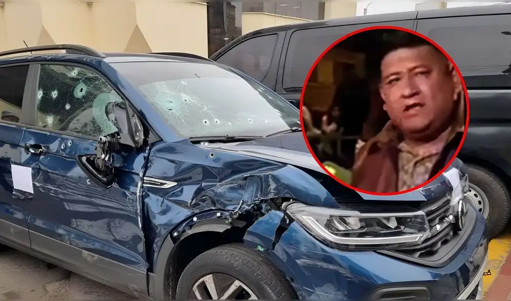 Así quedó el automóvil que usaba la banda delictiva tras la balacera. Foto: Composición LR