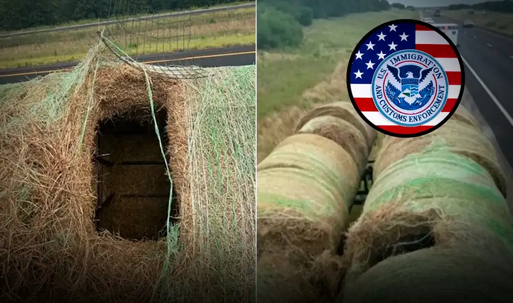 Inmigrantes son hallados ocultos dentro de las pacas de heno.