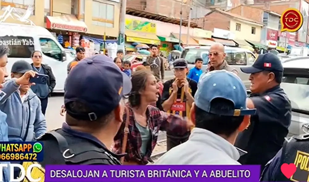 La joven extranjera se oponía a que el adulto mayor sea trasladado a una dependencia de Serenazgo en Cusco. Foto: TikTok/@sebastian_yabar_1996.her La joven extranjera se oponía a que el adulto mayor sea trasladado a una dependencia de Serenazgo en Cusco. Foto: TikTok/@sebastian_yabar_1996.her