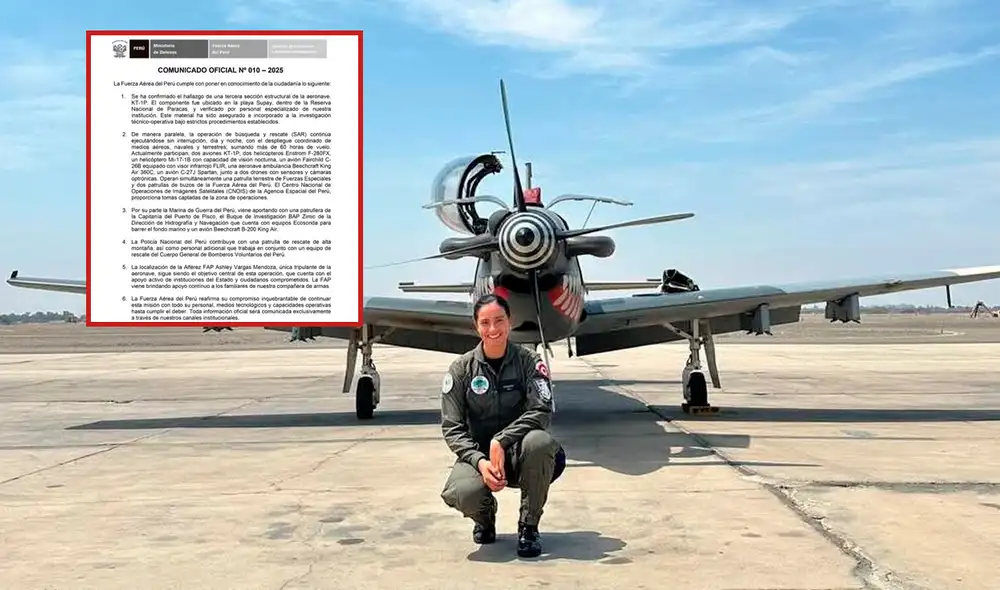 Fuerza Aérea encuentra pieza de aeronave pilotada joven alférez. Foto: FAP Fuerza Aérea encuentra pieza de aeronave pilotada joven alférez. Foto: FAP