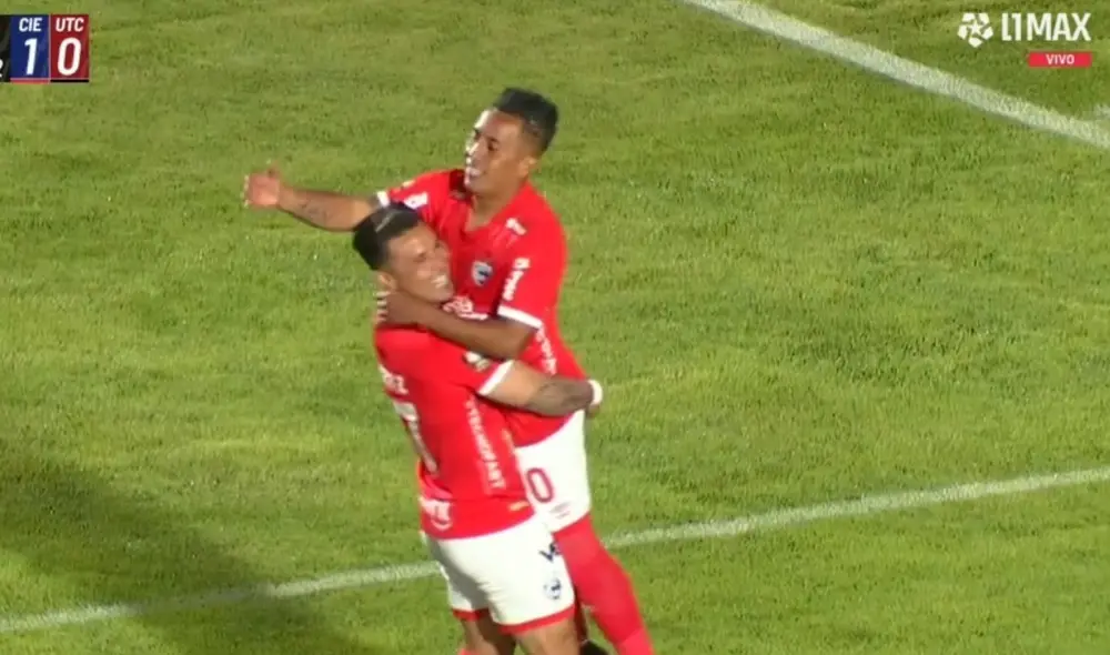 Christian Cueva anota el primer gol de Cienciano ante UTC. Foto: captura/l1max