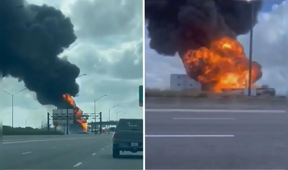 Camión cisterna de combustible explotó luego de que colisionara con un autobus. Camión cisterna de combustible explotó luego de que colisionara con un autobus.