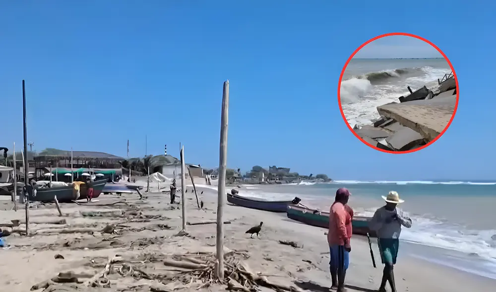 Registran fuerte oleaje en Tumbes. Foto: composición LR