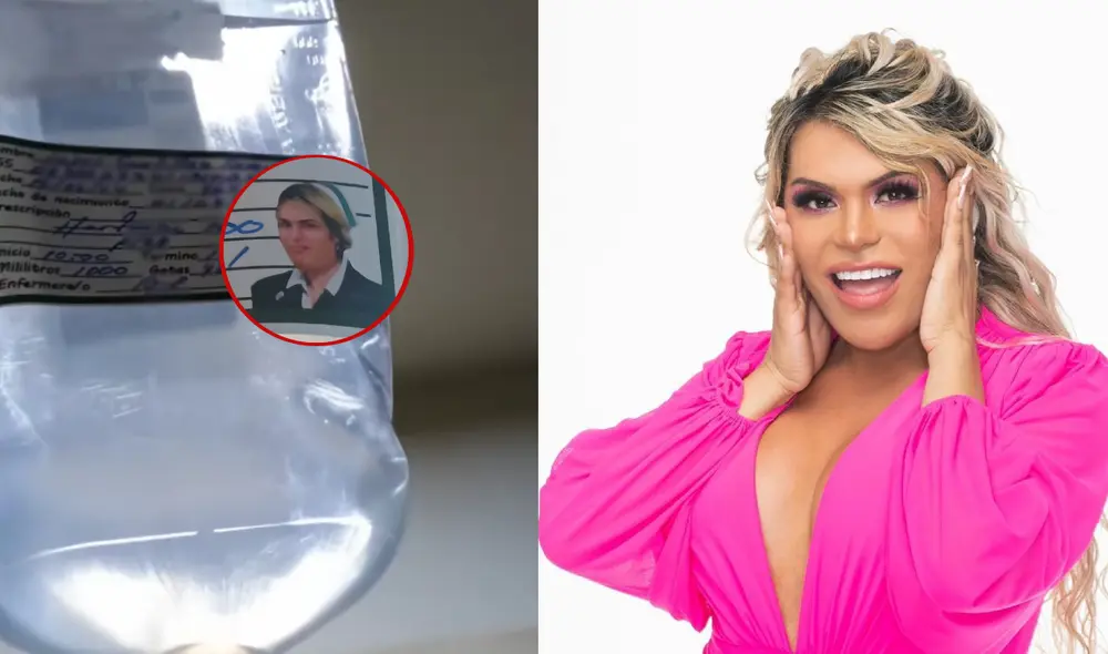El clip que subió muestra el sticker de Wendy Guevara adherido a la bolsa intravenosa.