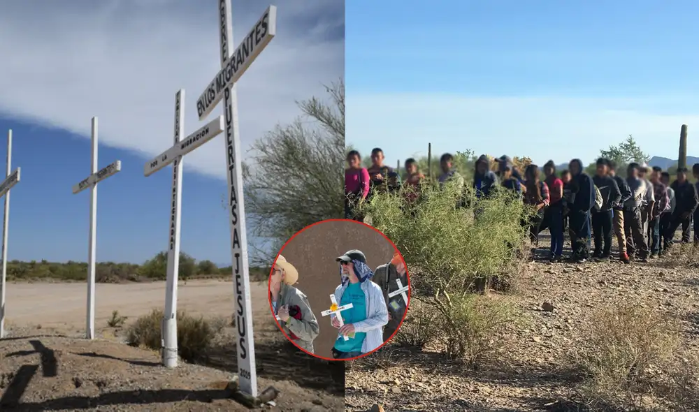 Caminata en desierto de Sonora en honra a la muerte de los inmigrantes fallecidos.