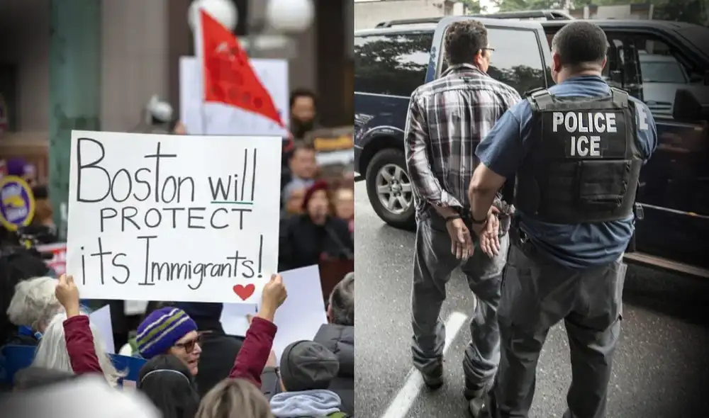 Boston marcha contra ICE a favor de los derechos de los inmigrantes.