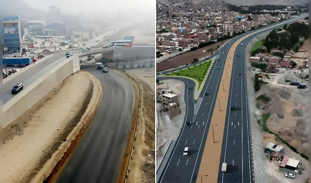 Así luciría la renovada autopista de Lima Norte luego de más de 10 años de abandono. Foto: Composición LR/CDN/Andina