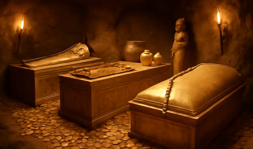 El Ministerio de Turismo y Antigüedades de Egipto anunció a través de un comunicado de prensa el descubrimiento de tres tumbas que pertenecieron a altos funcionarios. Foto: ChatGPT El Ministerio de Turismo y Antigüedades de Egipto anunció a través de un comunicado de prensa el descubrimiento de tres tumbas que pertenecieron a altos funcionarios. Foto: ChatGPT