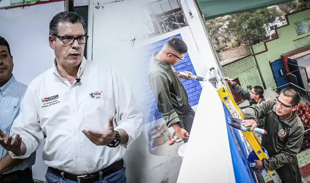 Ministro de Educación, Morgan Quero, pide donaciones a exalumnos. Foto: composición LR Ministro de Educación, Morgan Quero, pide donaciones a exalumnos. Foto: composición LR