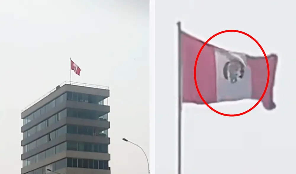 Transeúntes notaron que la bandera del Perú estaba al revés y no dudaron en expresar su molestia ante la falta de respeto al símbolo patrio. Foto: composición LR/ TikTok/ Latina Noticias
