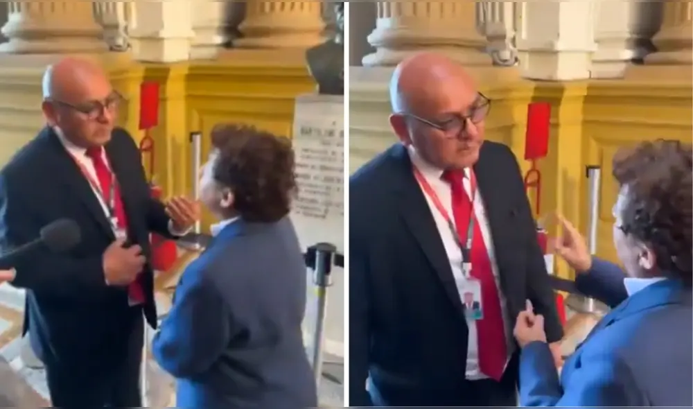 La congresista Susel Paredes intervino para defender a la activista trans Lesly Quispe, quien fue hostigada por un agente de seguridad del Congreso durante una conferencia de prensa por la Marcha del Orgullo 2025.| Foto: Feminas Perú.