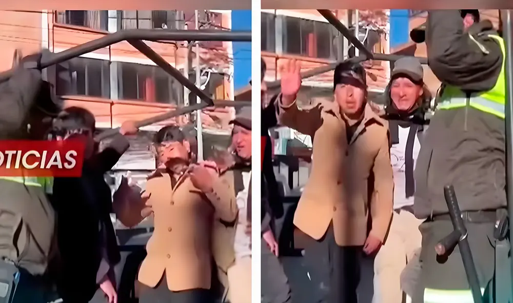 El hombre desató las risas hasta de los policías por su inusual mensaje dedicado a su mamá. Foto: composición LR/ TikTok/ @ahoraelpueblo