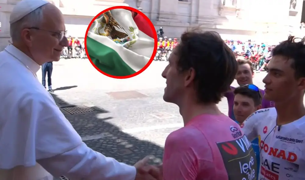 Isaac del Toro (derecha) estrechó la mano del papa León XIV.