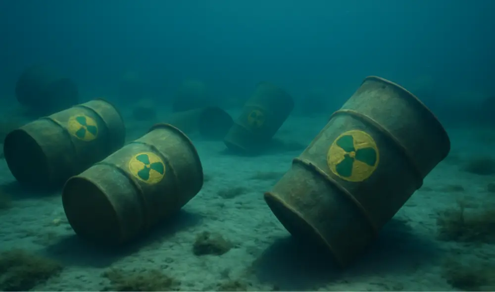 En Europa, la búsqueda de los barriles analizará el impacto ambiental de miles de residuos tóxicos nucleares y cómo afectó al océano Atlántico. Foto: DALL-E En Europa, la búsqueda de los barriles analizará el impacto ambiental de miles de residuos tóxicos nucleares y cómo afectó al océano Atlántico. Foto: DALL-E