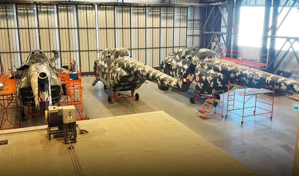 Los helicópteros rusos Mi-171-ShP, Mi-171-Sh y Mi-8MTV-1 están abandonados desde agosto de 2024 en el CEMAE, Arequipa. Foto: La República