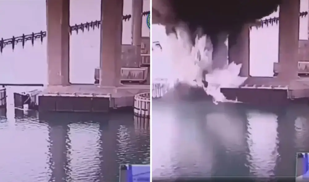 Un nuevo ataque impacta el puente de Kerch en Crimea, con la detonación de 1.100 kilogramos de explosivos submarinos por parte del Servicio de Seguridad de Ucrania (SBU). Foto: SBU Un nuevo ataque impacta el puente de Kerch en Crimea, con la detonación de 1.100 kilogramos de explosivos submarinos por parte del Servicio de Seguridad de Ucrania (SBU). Foto: SBU