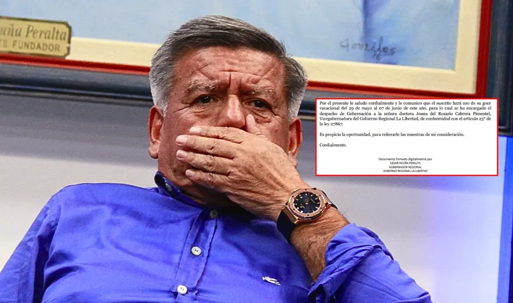 César Acuña salió del país rumbo a Europa de vacaciones hasta el 7 de junio. Foto: Composición/LR