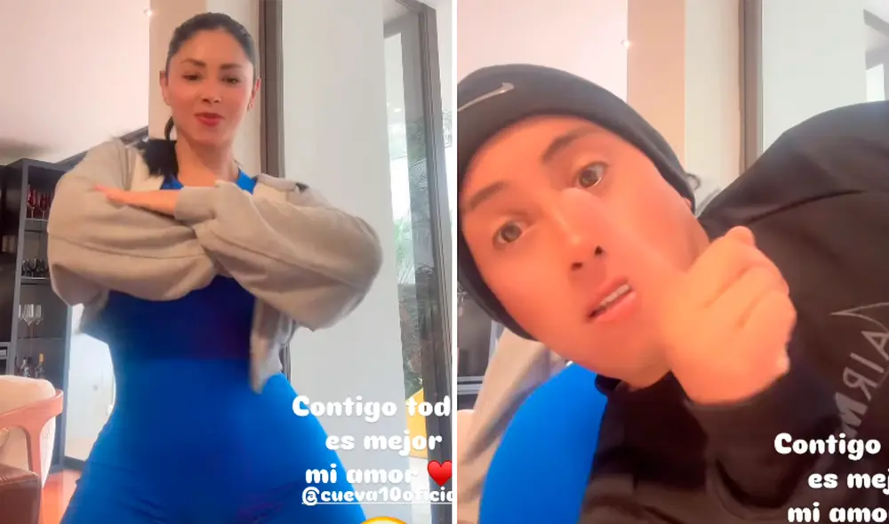 Christian Cueva sorprende con peculiar gesto durante grabación de Pamela Franco en redes sociales. Foto: Composición LR/captura Instagram