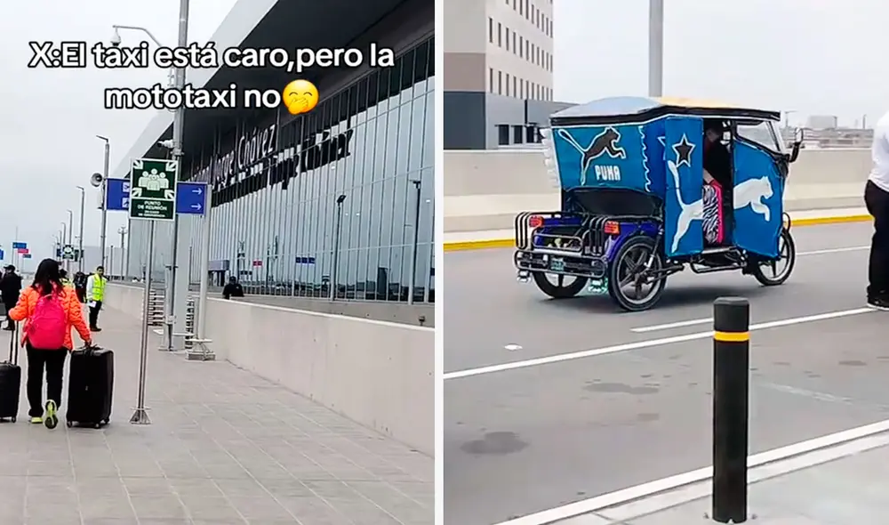 Usuarios en redes sociales no descartaron usar un mototaxi para su llegada y recojo del aeropuerto Jorge Chávez. Foto: composición LR/ TikTok/ @peruanoqsr_oficial