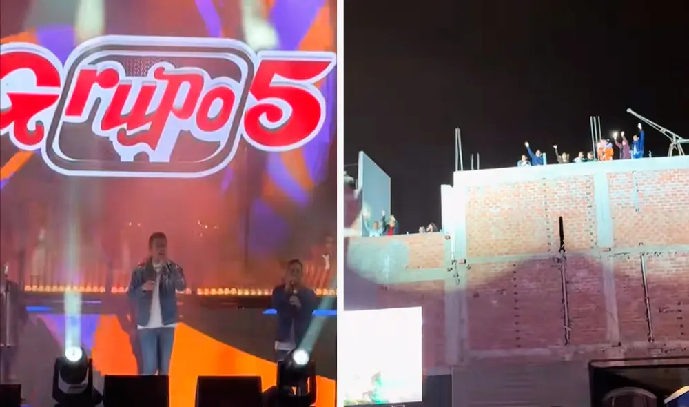 Christian Yaipén no dudó en saludar a la familia que estaba parada en su azotea para disfrutar y bailar con el concierto del Grupo 5. Foto: composición LR/ TikTok/@maria_srinza