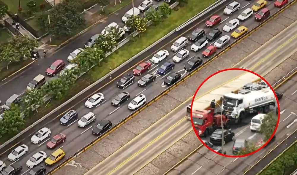 Intensa congestión vehicular en la Vía Expresa de Paseo de la República