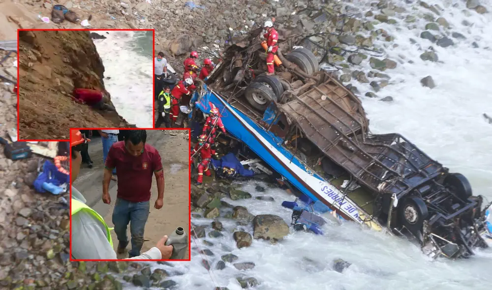 El joven de 24 años, saltó segundo antes que el bus cayera por el abismo del Pasamayo. Foto: composición LR/YouTube/Li Jack/Agencia Andina