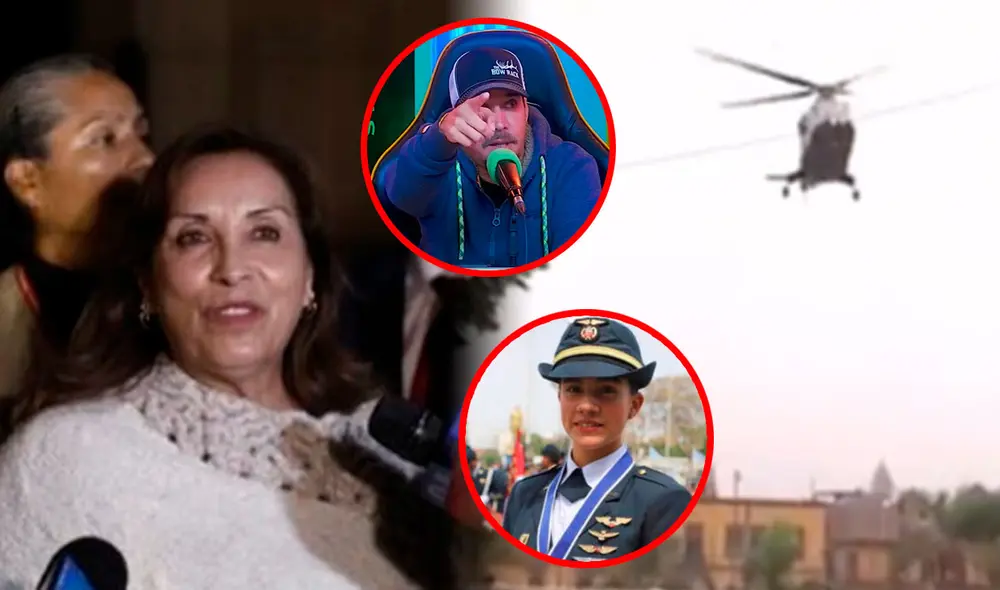 El conductor del programa Nadie se salva cuestionó a la mandataria por usar un helicóptero para llegar a Palacio de Gobierno y no para buscar a la piloto Ashley Vargas. Foto: composición LR/ YouTube/ Carlos Orozco