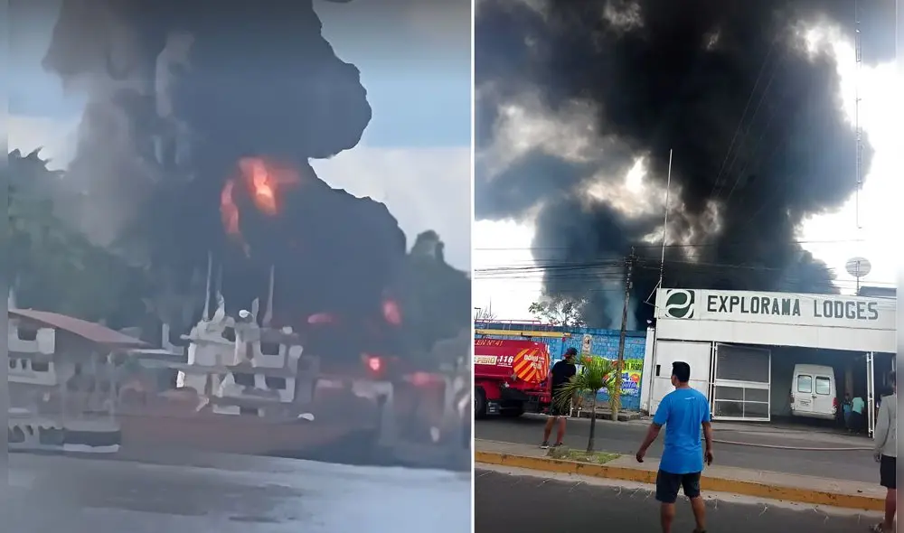 Un fuerte incendio se registró en la región Iquitos. Foto: Composición LR/Difusión