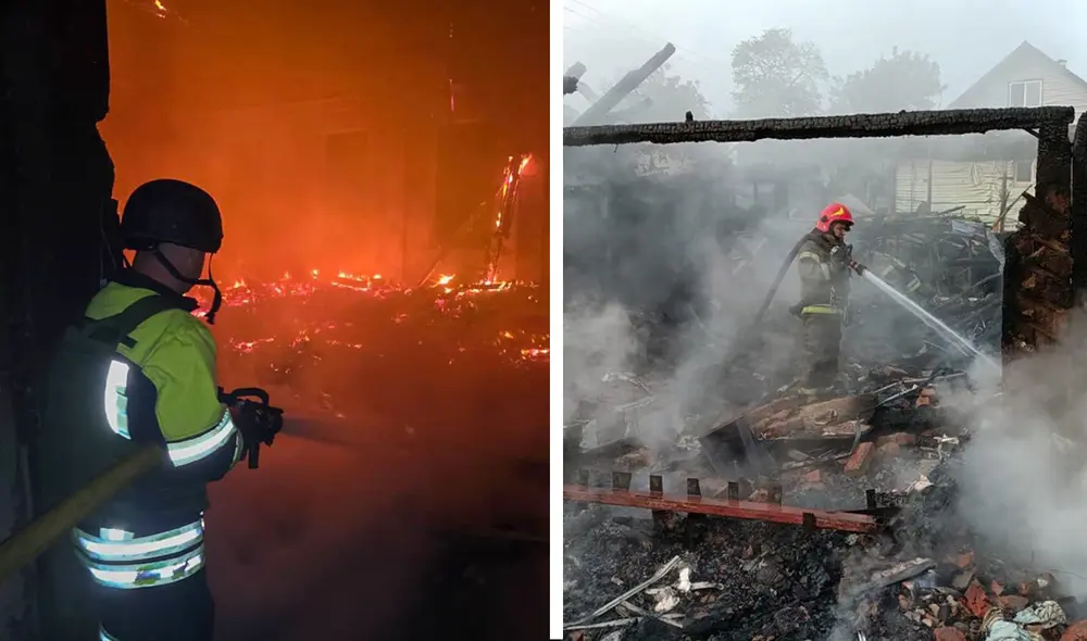 El ataque de drones mató a 5 personas en la ciudad de Pryluky, al norte de Ucrania. Foto: Composición LR/Video Infobae