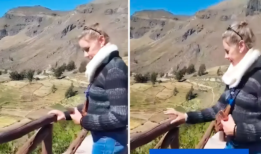La turista expresó su molestia por la falta de mantenimiento en el mirador del Valle del Colca, lugar visitado por muchas personas. Foto: composición LR/ TikTok/ Panamericana Televisión
