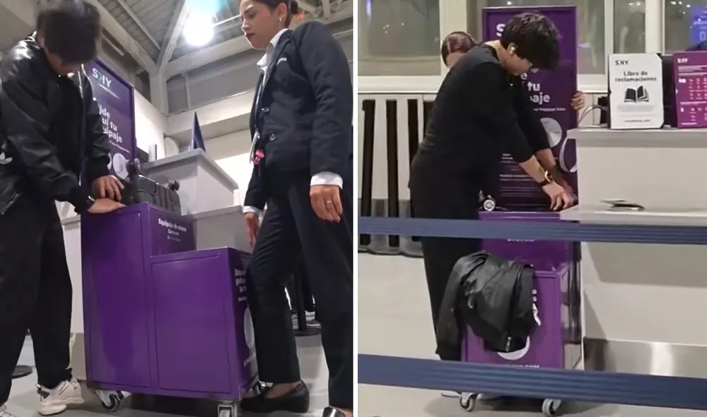 El apoyo de un amigo fue clave para liberar el equipaje. Foto: composición LR/ TikTok