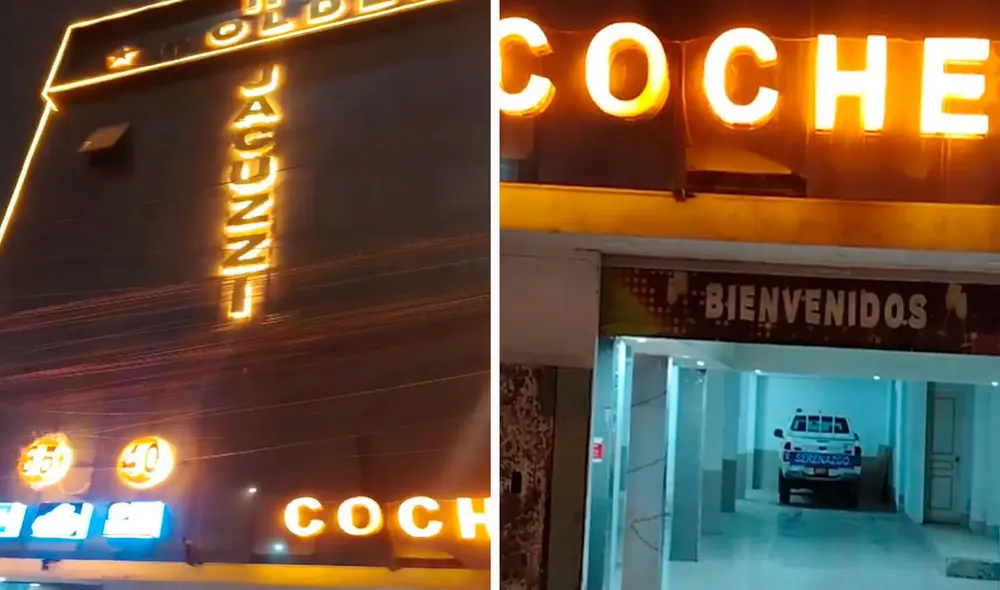 Las redes sociales no tardaron en bromear sobre la presencia del vehículo de serenazgo en la cochera del hostal. Foto: composición LR/ TikTok/ @steve_mendoza69