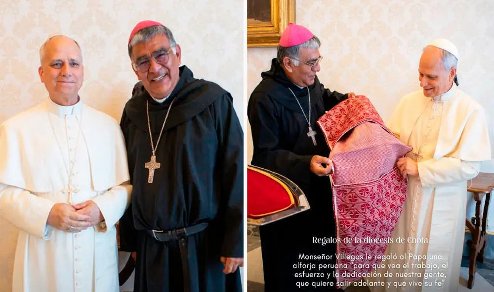 Se espera la visita del papa León XIV a Cajamarca, señaló monseñor Víctor Emiliano Villegas Suclupe. Foto: composición LR/ Facebook/ Andina Radio